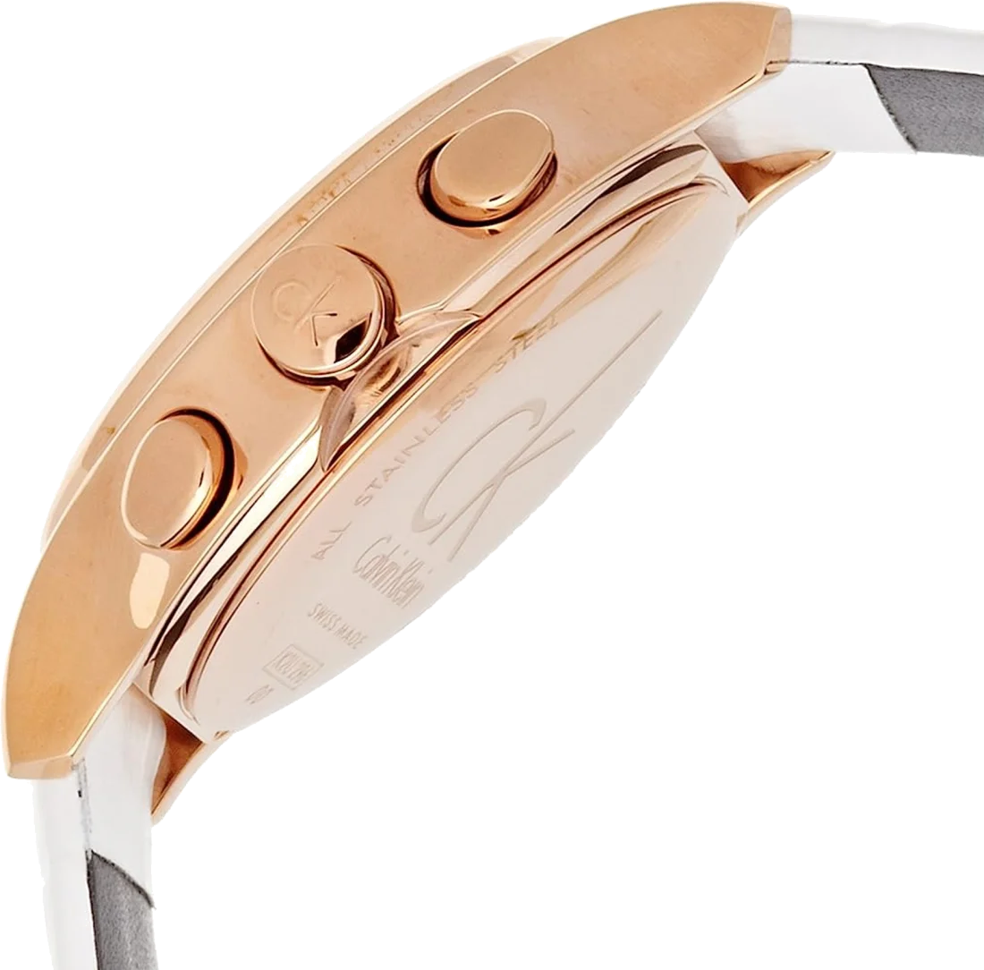 Montre Femme Calvin Klein Skirt K2U296L6 Chronographe Suisse Cadran Blanc Cuir Blanc vue 2