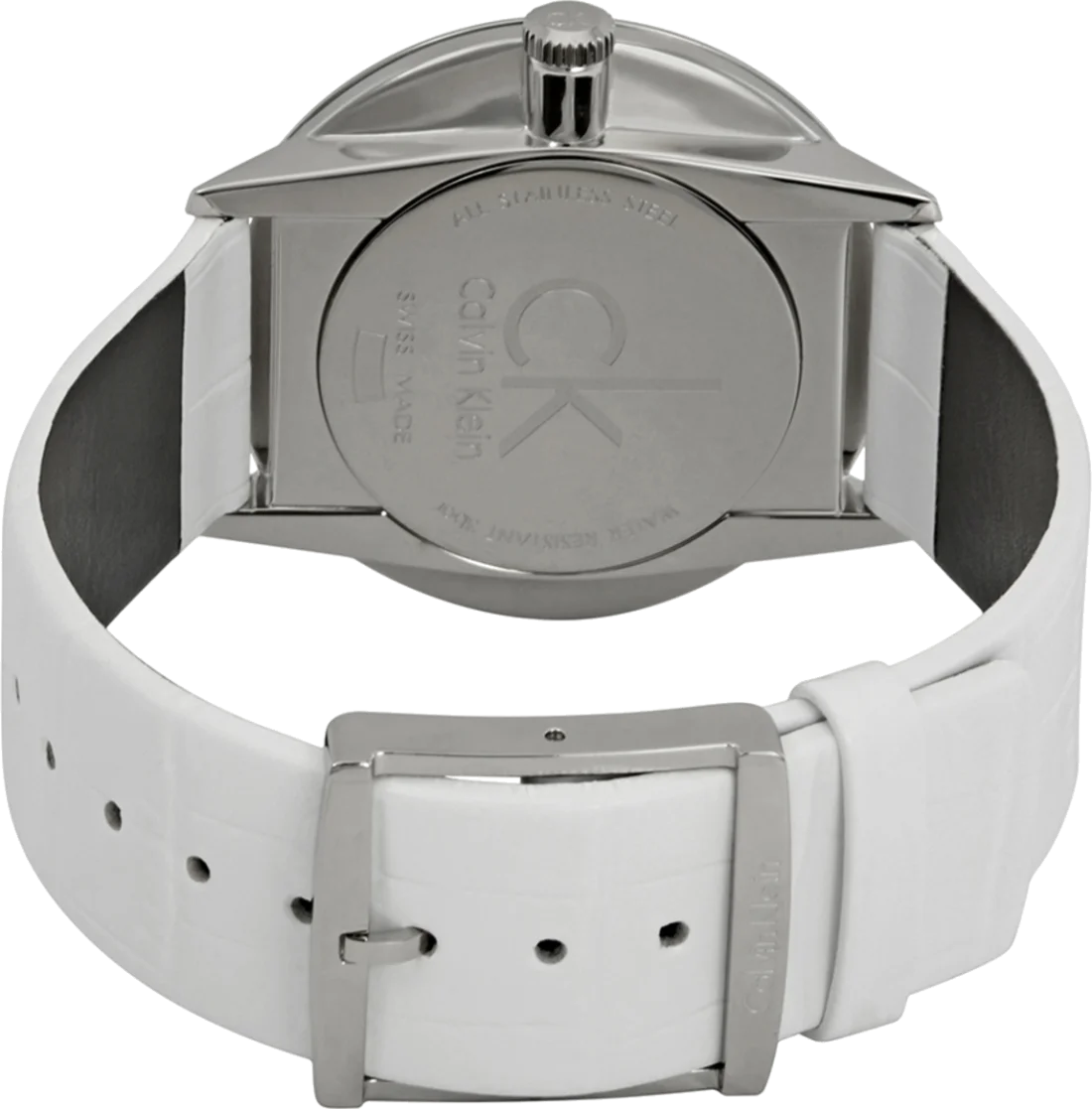 Montre Homme Calvin Klein K2Y2X1KW Accent - Cadran Argent Diamants, Bracelet Cuir Blanc vue 3
