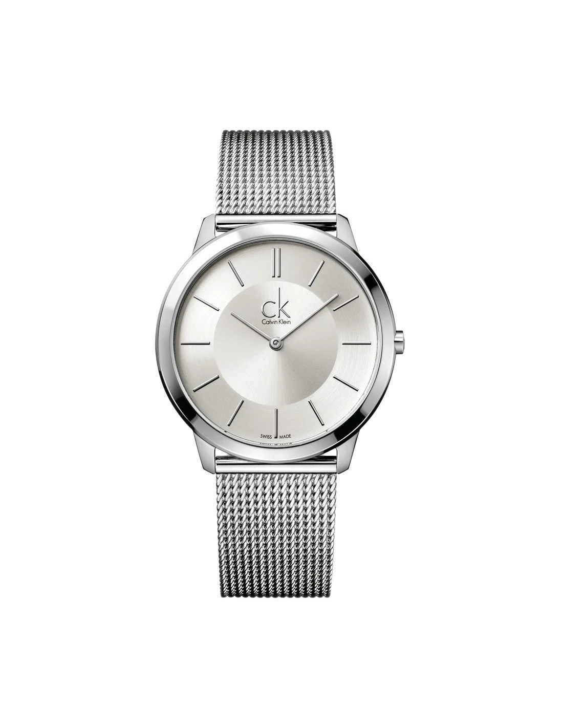 Montre Femme Calvin Klein K3M22126 Minimal Cadran Argent Maille Milanaise Acier