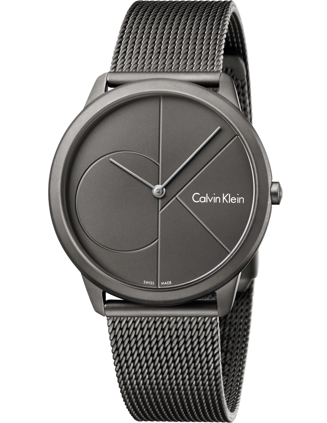 Montre Homme Calvin Klein K3M517P4 Minimal à Maille Milanaise Grise et Boîtier Noir