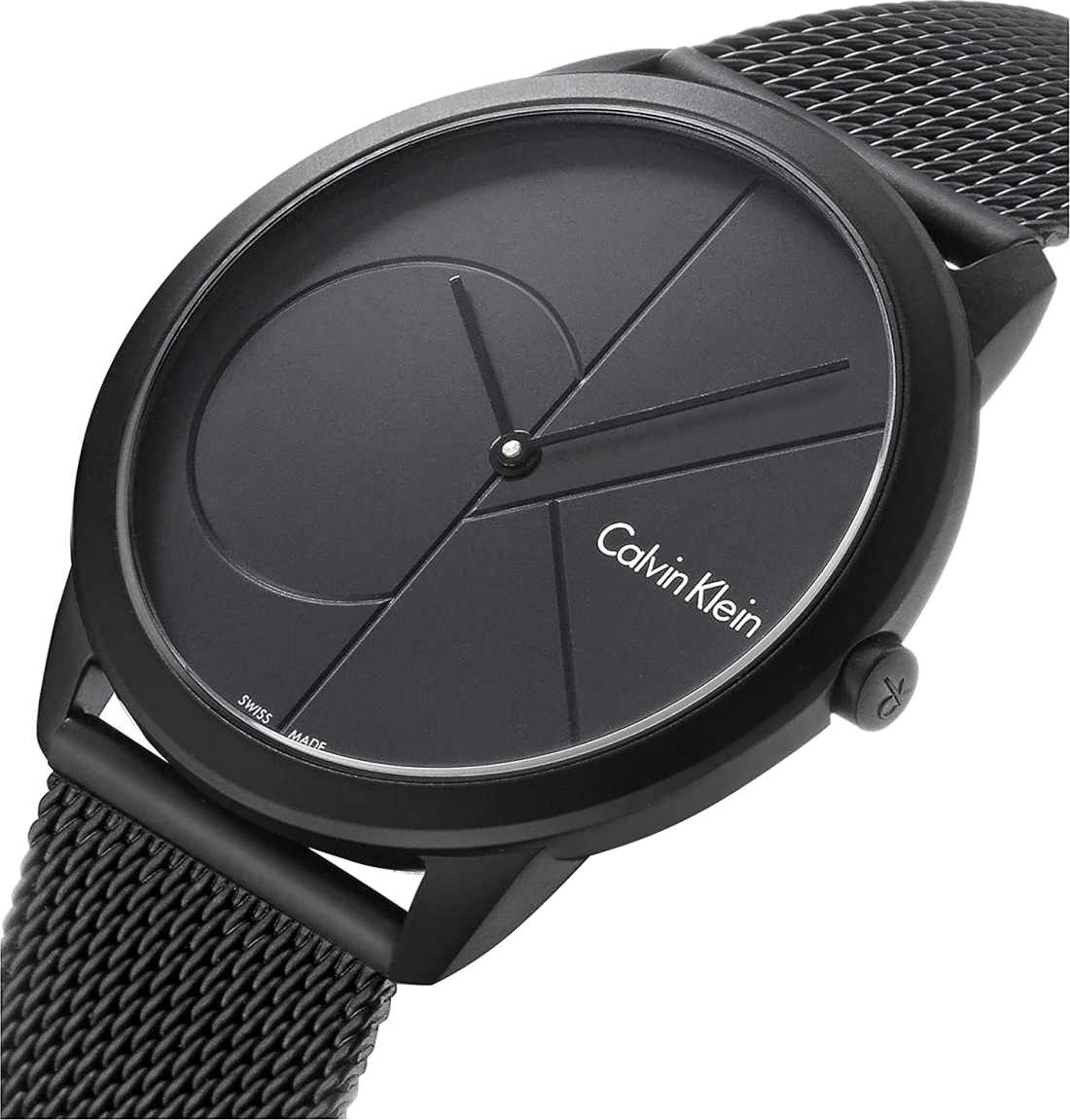 Montre Femme Calvin Klein Minimal K3M524B1 - Cadran et bracelet en acier noir maille milanaise vue 2