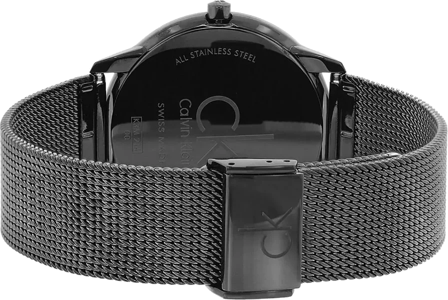 Montre Femme Calvin Klein Minimal K3M524B1 - Cadran et bracelet en acier noir maille milanaise vue 4