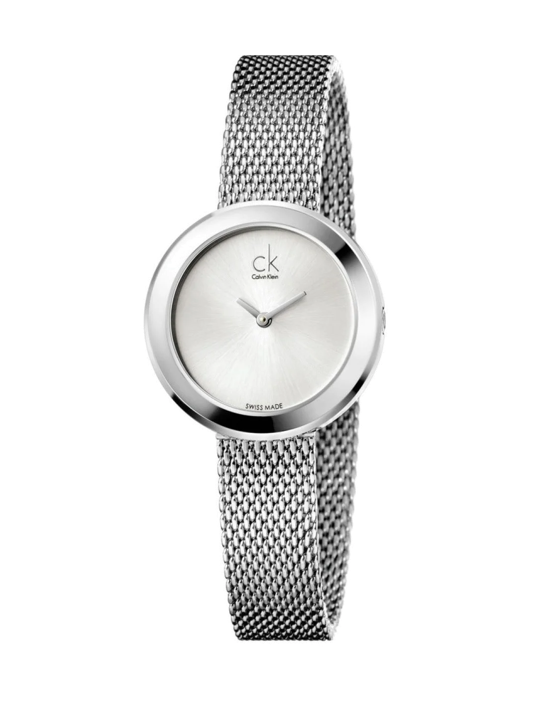 Montre Femme Calvin Klein Firm K3N23126 Acier Poli Cadran Noir Maille Milanaise Swiss Made