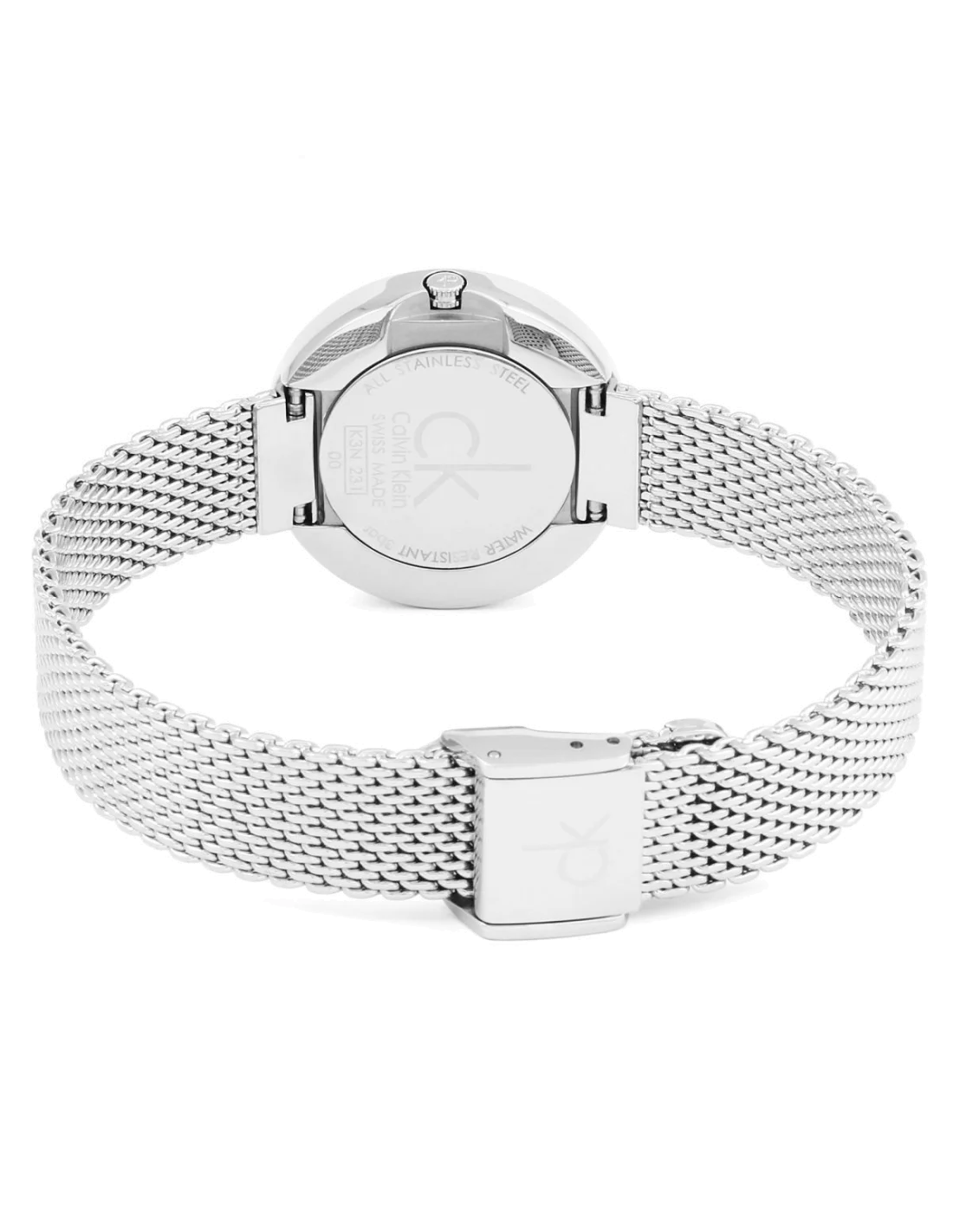 Montre Femme Calvin Klein Firm K3N23126 Acier Poli Cadran Noir Maille Milanaise Swiss Made vue 2