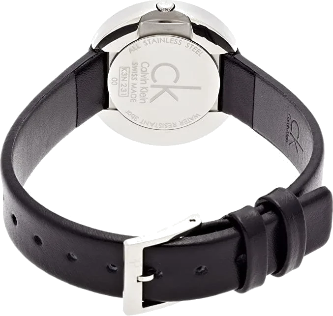 Montre Femme Calvin Klein K3N231C1 - Cadran Noir, Boîtier Argent, Bracelet Cuir vue 3