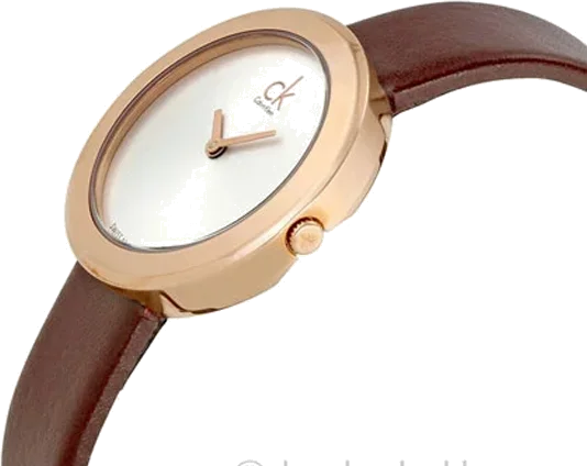 Montre Femme Calvin Klein K3N236G6 Cadran Argent Boîtier Or Rose Bracelet Cuir Marron vue 2