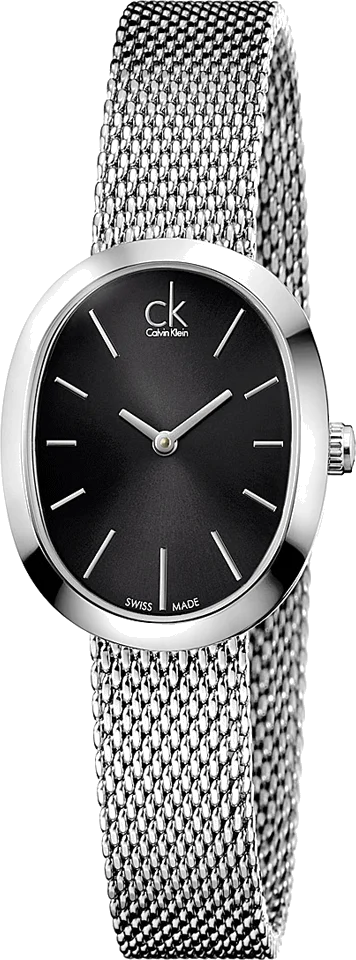 Montre Femme Calvin Klein Incentive K3P23121 Cadran Noir Maille Milanaise Argent