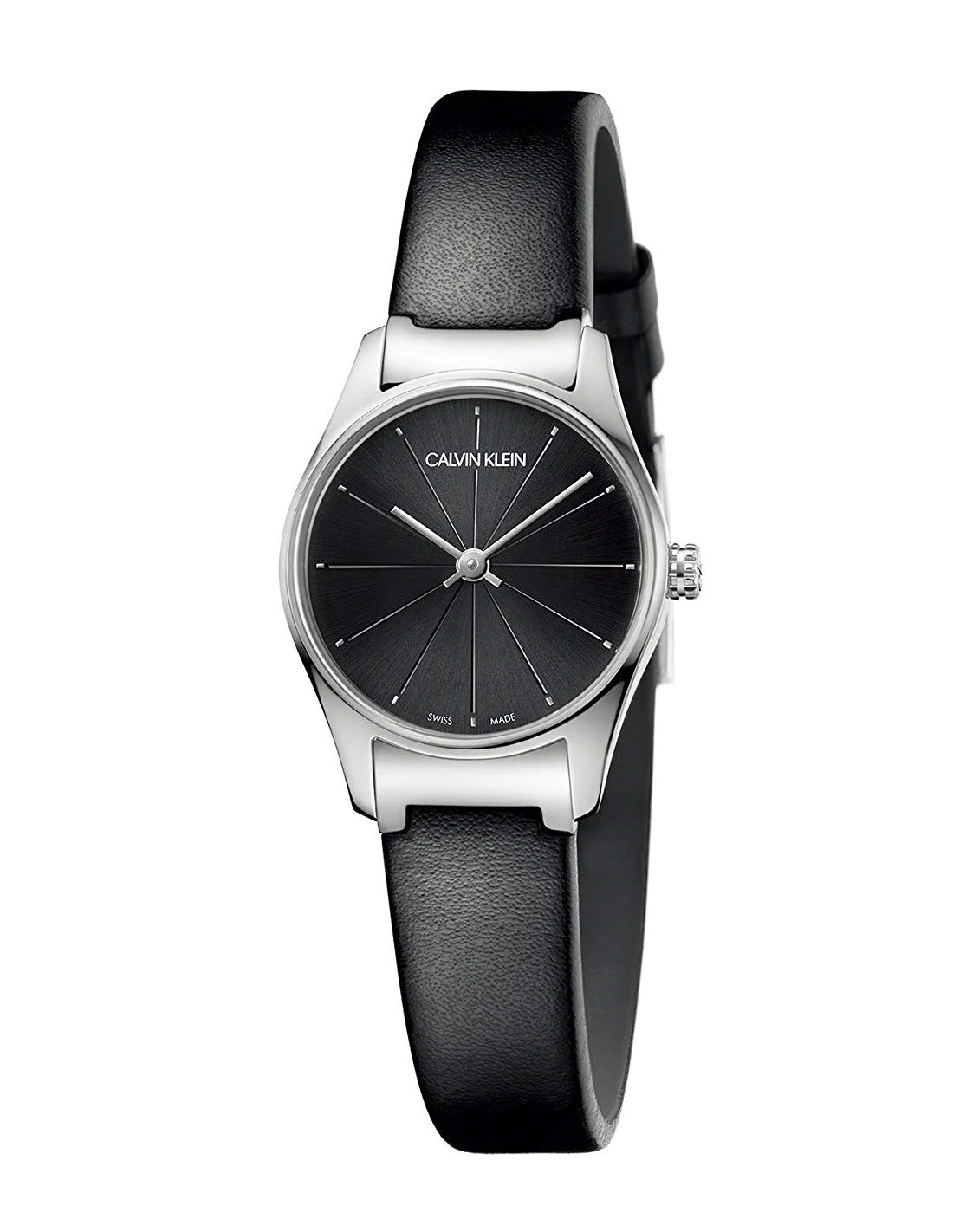 Montre Femme Calvin Klein Classic K4D231CY - Cadran Noir, Bracelet Cuir Noir
