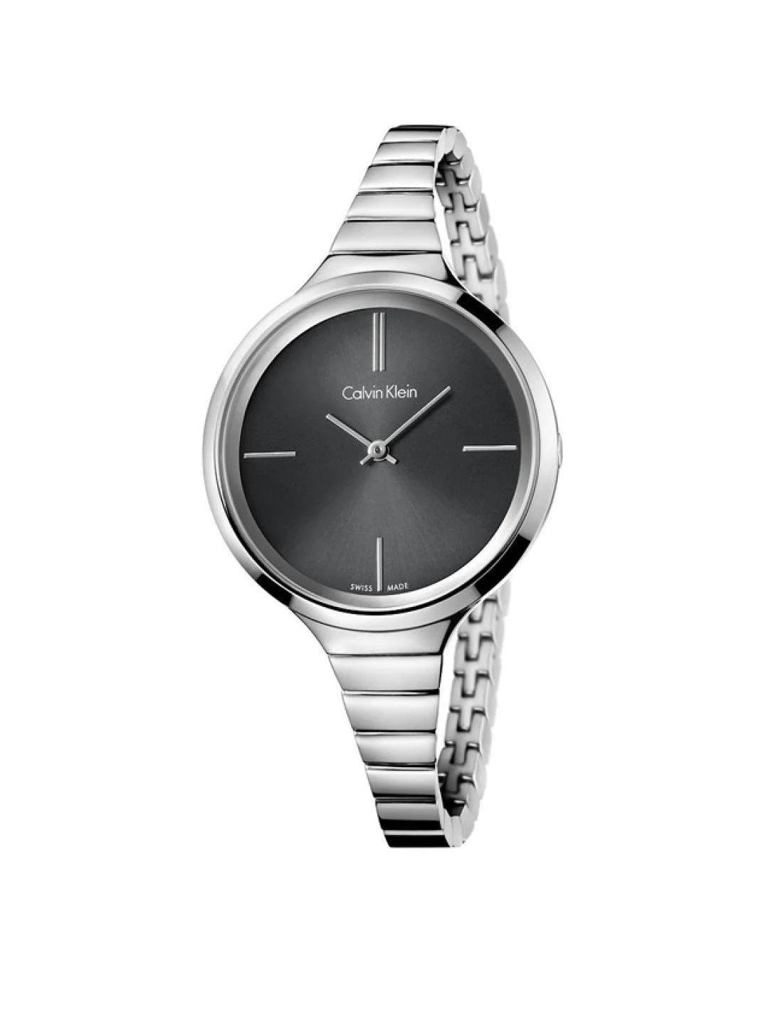 Montre Femme Calvin Klein Lively K4U23121 en Acier Argenté, Cadran Noir, Swiss Made