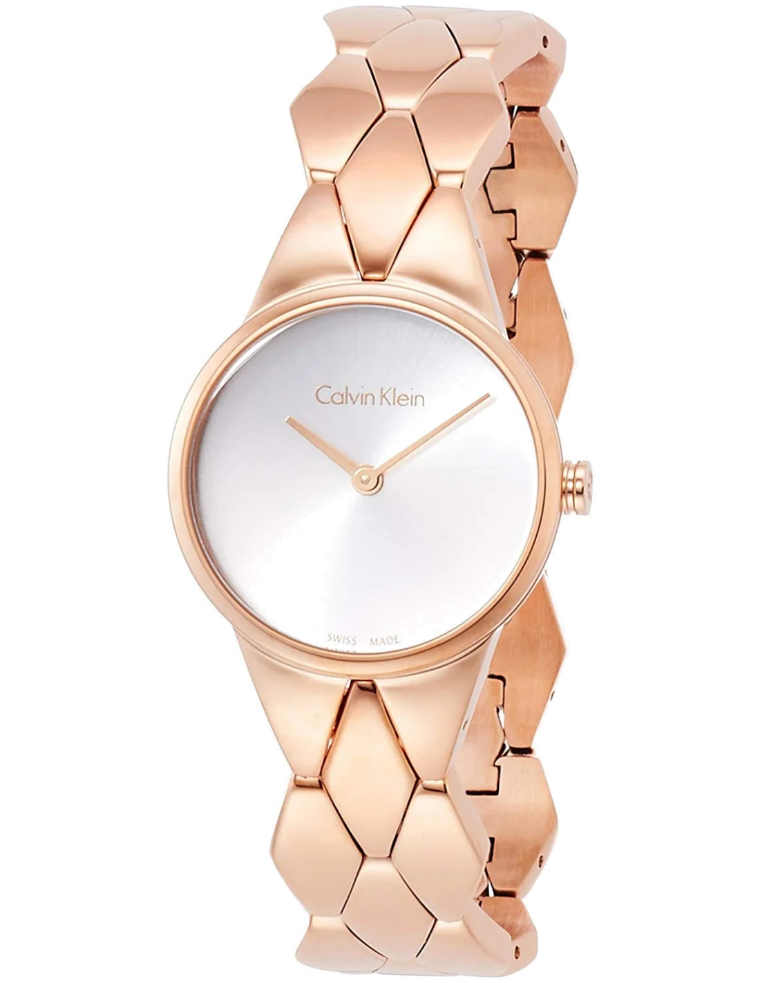 Montre Femme Calvin Klein K6E23646 en Acier Inoxydable Or Rose, Cadran Argent