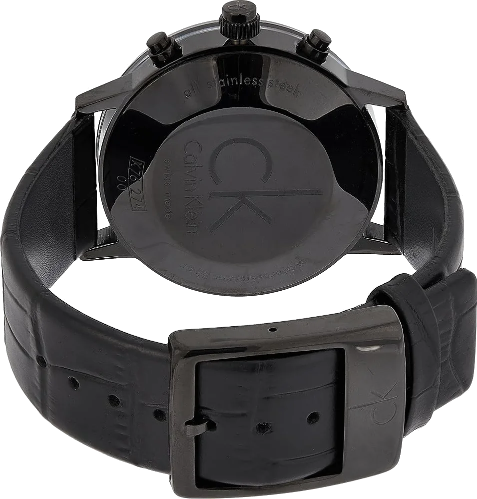 Montre Homme Calvin Klein K7627401 Chronographe Boîtier Noir Cadran 42mm Bracelet Cuir vue 3