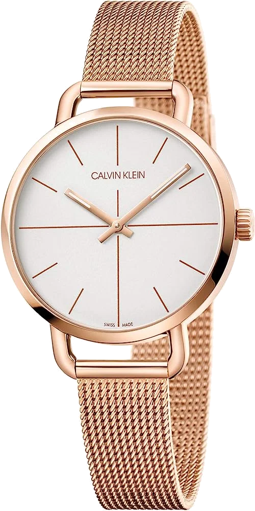 Montre Femme Calvin Klein Even K7B23626 Cadran Blanc Maille Milanaise Or Rose