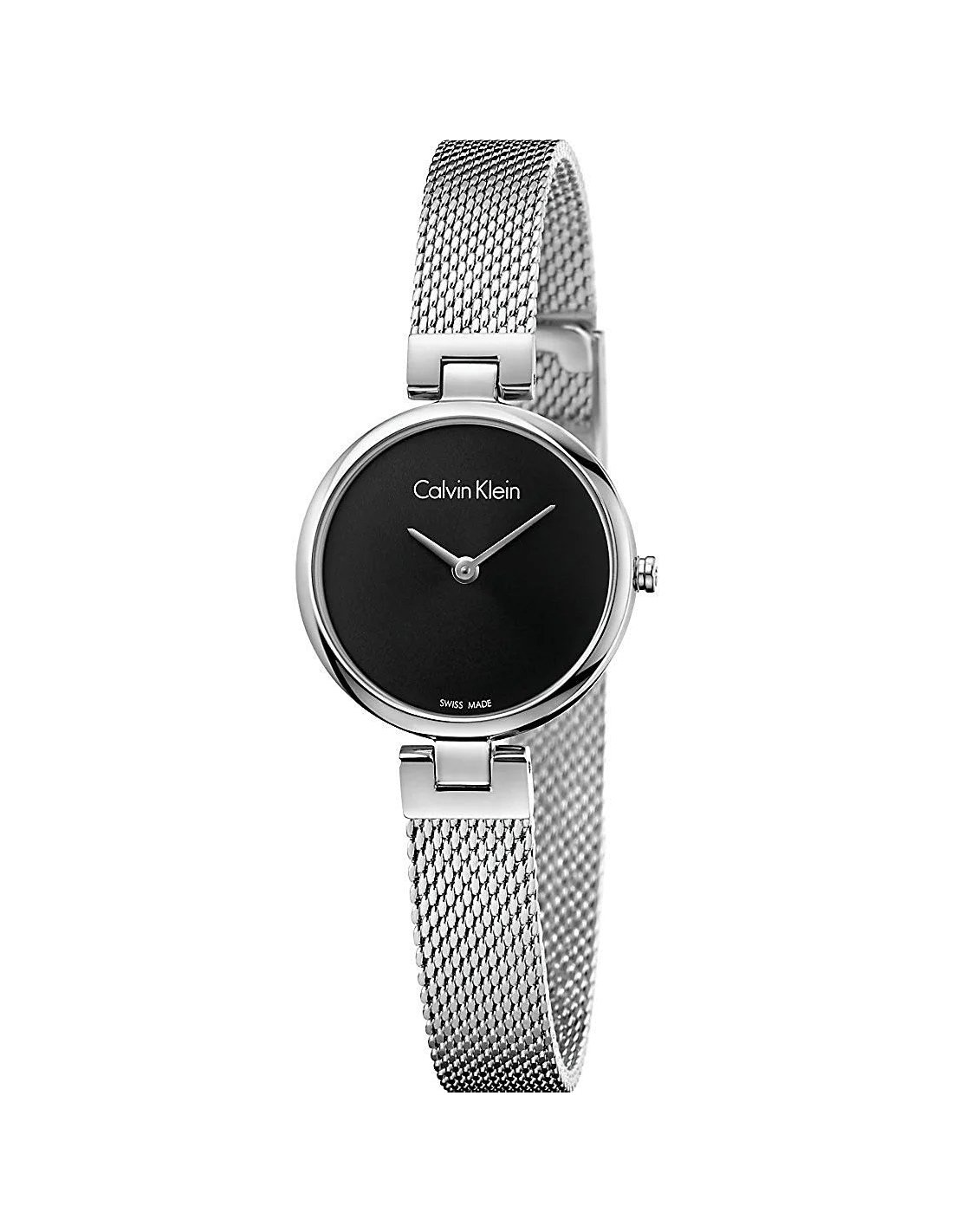 Montre Femme Calvin Klein K8G23121 - Cadran Noir & Bracelet Maille Milanaise Argent