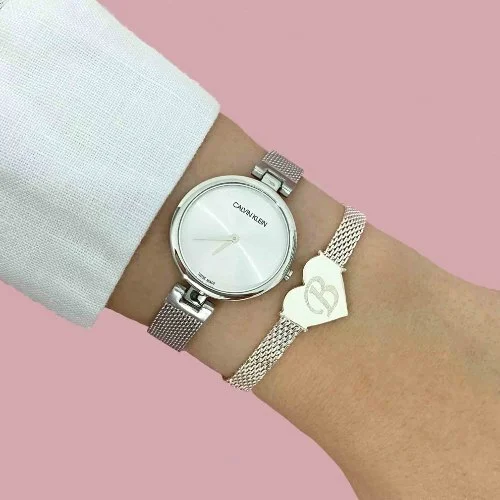 Montre Calvin Klein K8G23126 Femme en Acier Argenté, Maille Milanaise, Swiss Made vue 4