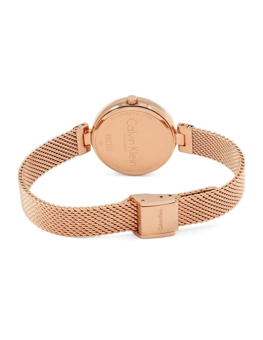Montre Femme Calvin Klein Authentic K8G23626 - Cadran Argent, Boîtier et Bracelet Maille Milanaise Or Rose vue 2