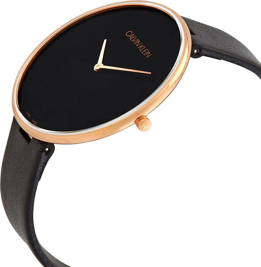 Montre Femme Calvin Klein K8Y236C1 - Cadran Noir, Bracelet Cuir, Boîtier Or Rose vue 2