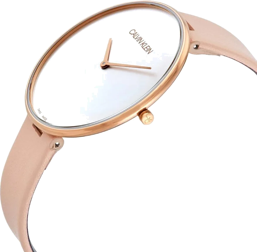 Montre Calvin Klein K8Y236Z6 pour Femme - Cadran Argent Minimaliste, Bracelet Cuir Rose vue 2