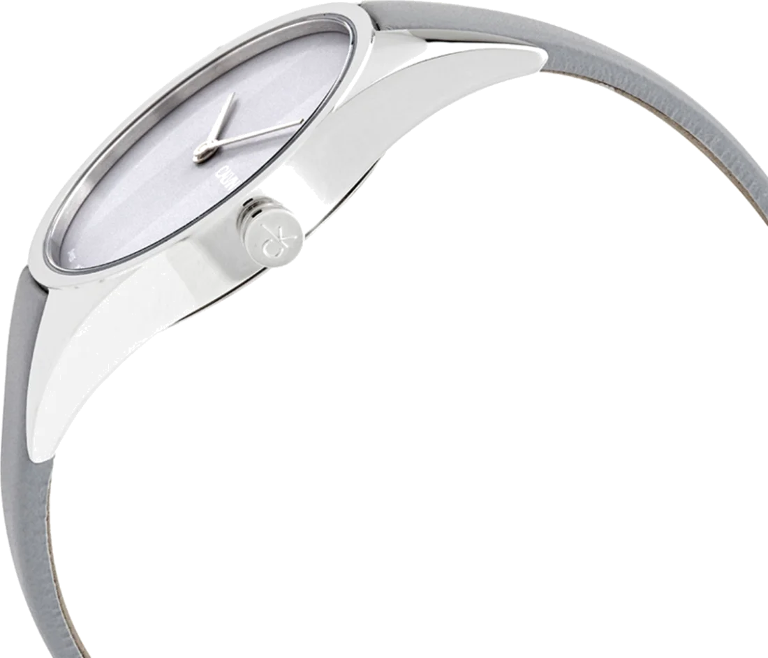 Montre Femme Calvin Klein Rebel K8P231Q4 quartz bicolore cadran gris bracelet cuir gris vue 2