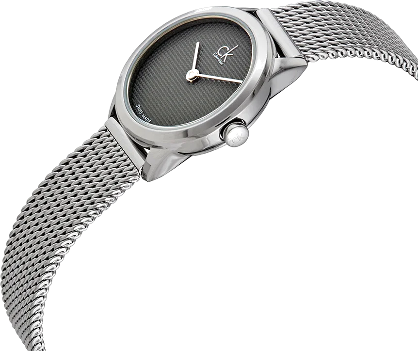 Montre Femme Calvin Klein Minimal K3M2312X cadran gris quartz bracelet maille en acier inoxydable argenté vue 3