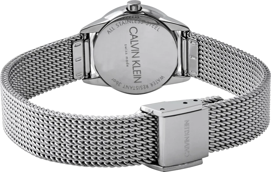 Montre Femme Calvin Klein Minimal K3M2312X cadran gris quartz bracelet maille en acier inoxydable argenté vue 4