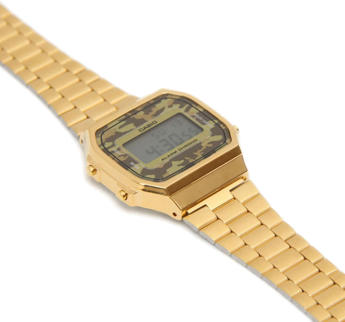 Montre Casio Vintage A168WEGC-3EF - Boîtier Or & Cadran Digital Camouflage Vert Militaire - Unisexe vue 3