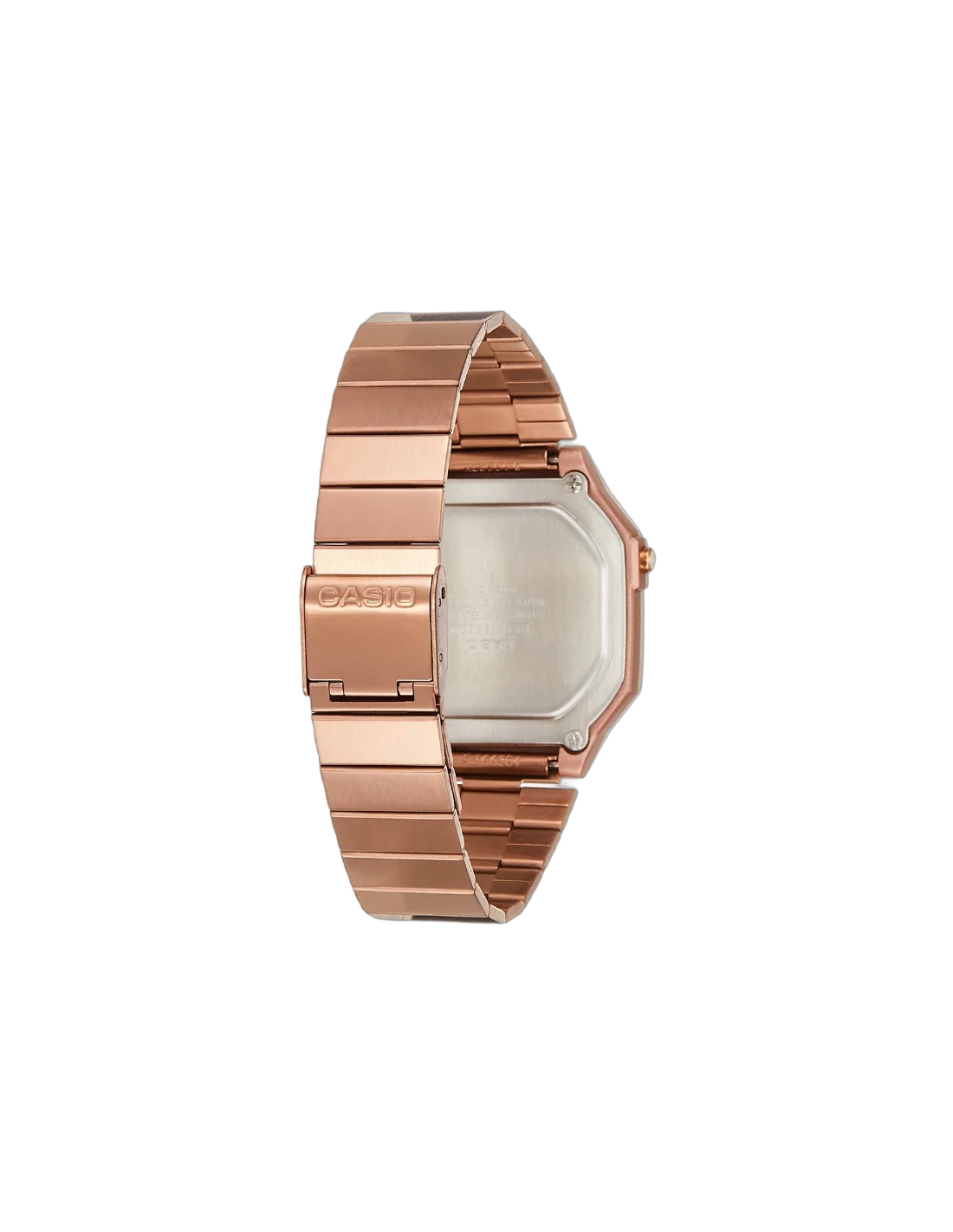 Montre Casio Vintage A168WG-5DF pour Femme, Cadran Rectangulaire Gris et Bracelet Acier Or Rose vue 2