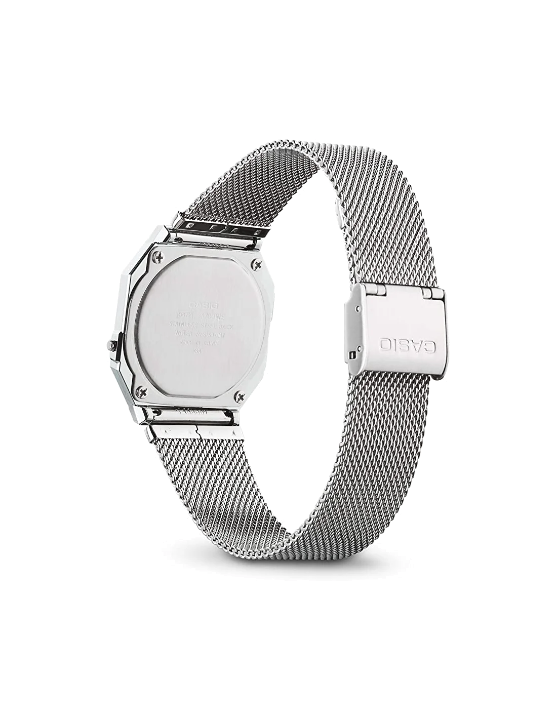 Montre Casio A700WEM-7AEF Vintage - Cadran digital gris, bracelet maille milanaise argent - Unisexe vue 2