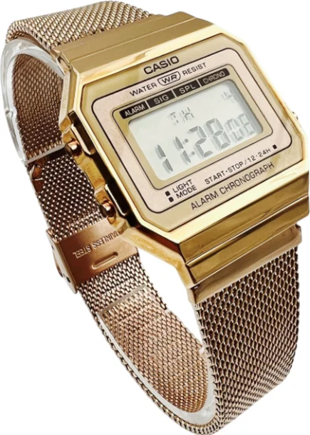 Montre Casio Vintage A700WMG-5DF Digital - Maille Milanaise Or Rose - Unisexe vue 2