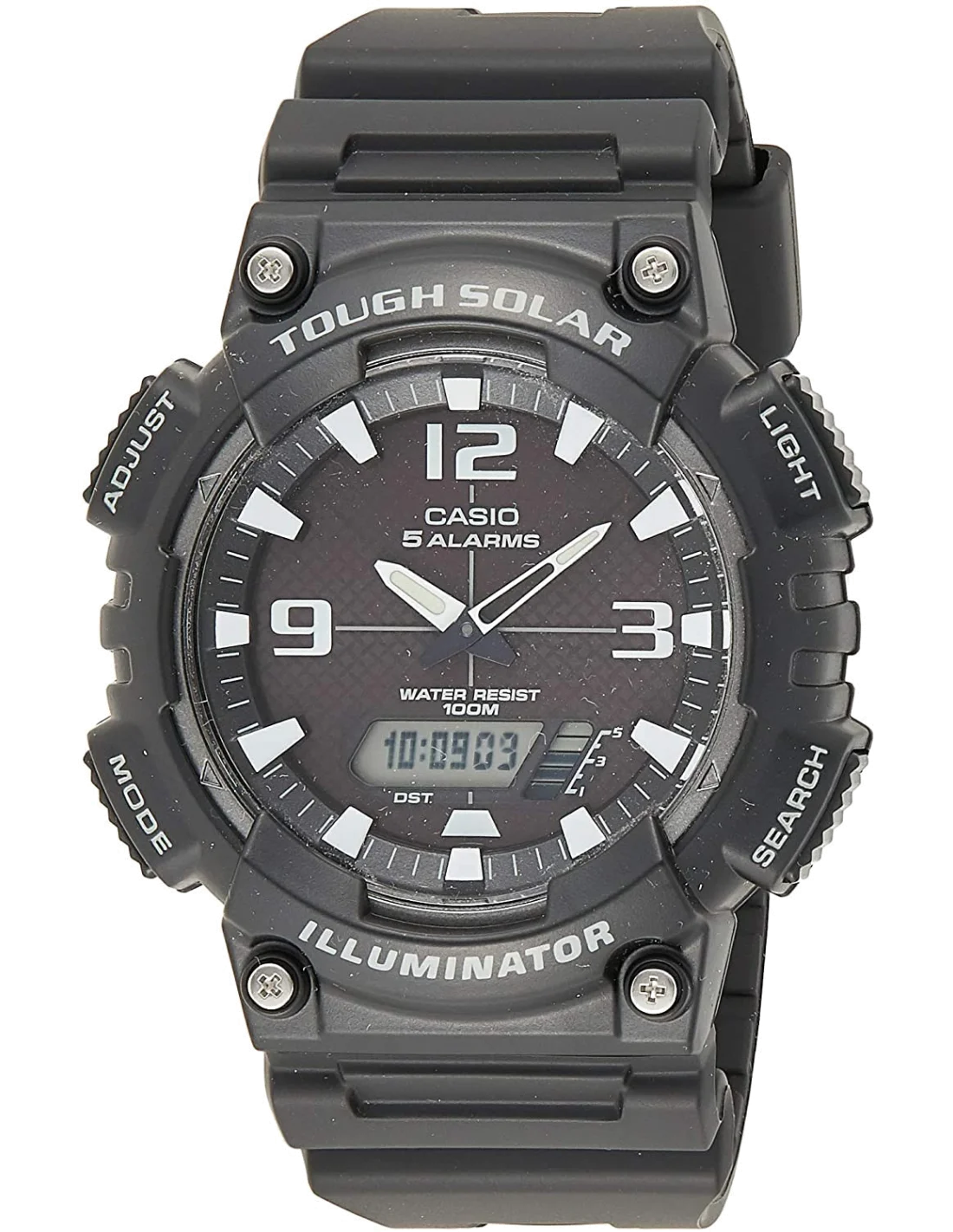 Montre Homme Casio Sport AQ-S810W-1A4VEF à Affichage Mixte Analogique-Digital, Énergie Solaire et Boîtier Noir