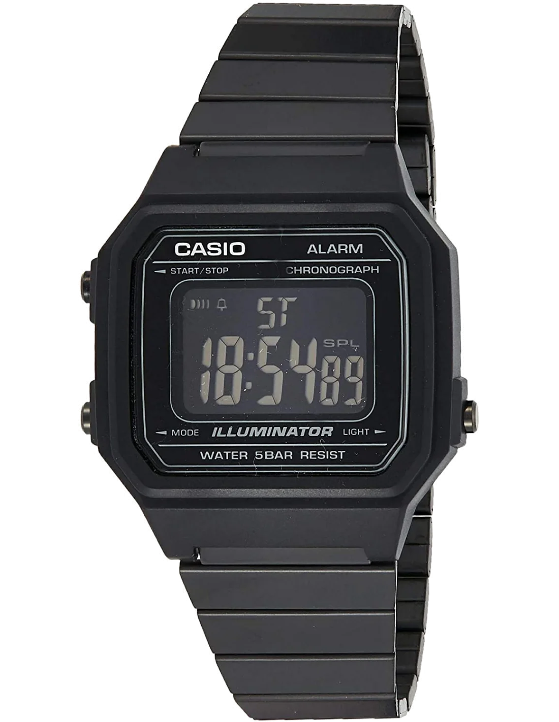 Montre Homme Casio Vintage B650WB-1B en Acier Inoxydable Noir à Affichage Digital