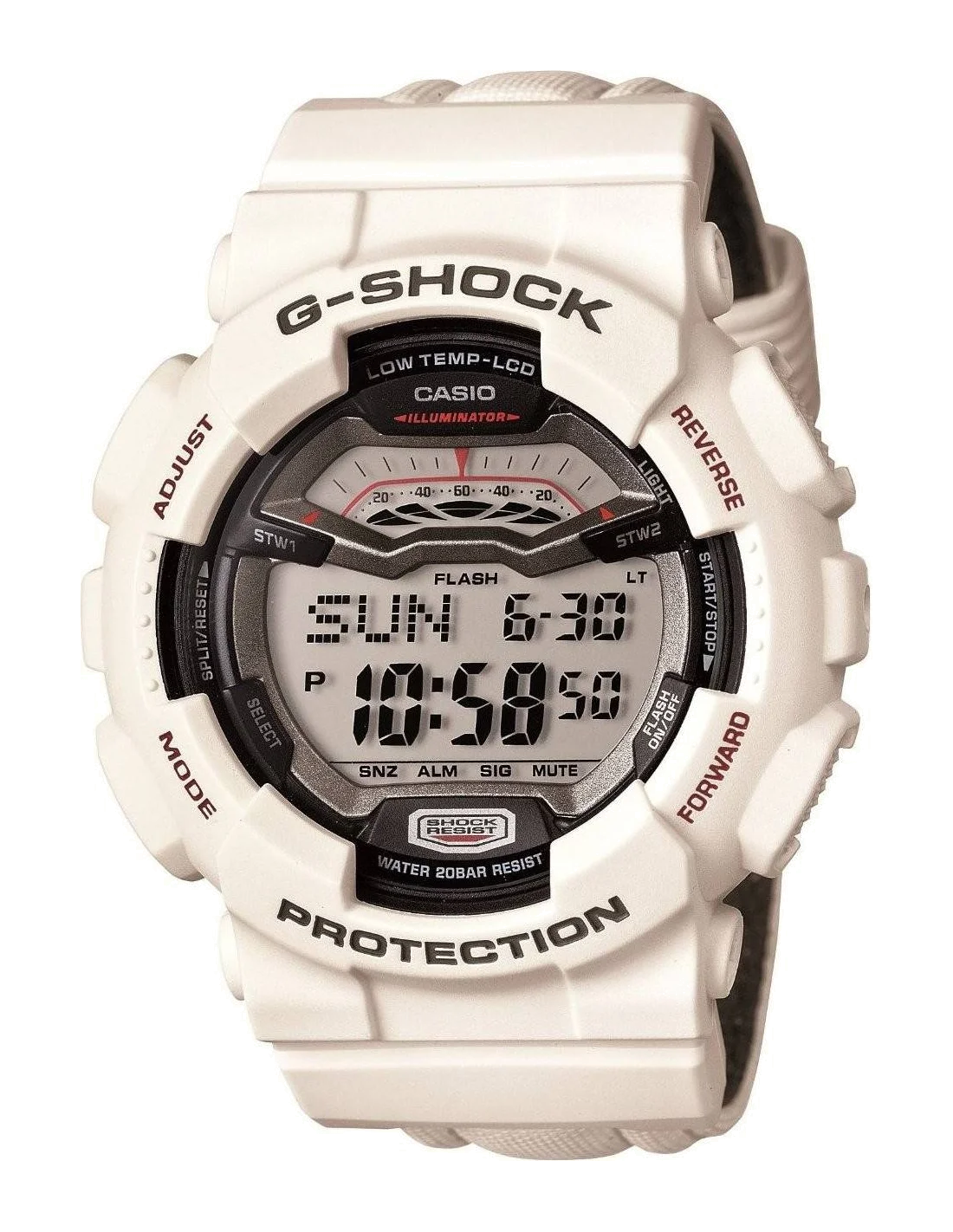 Montre Casio G-Shock GLS-100-7ER pour Homme - Cadran Gris, Boîtier et Bracelet Cuir Blanc