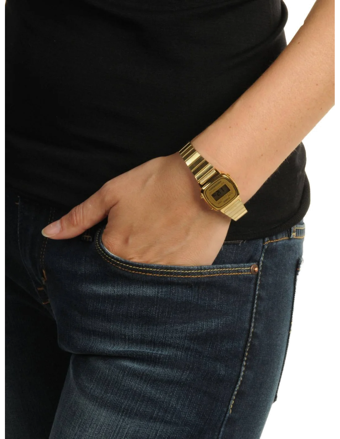 Montre Femme Casio Vintage LA670WEGA-9EF en métal doré à affichage digital vue 5