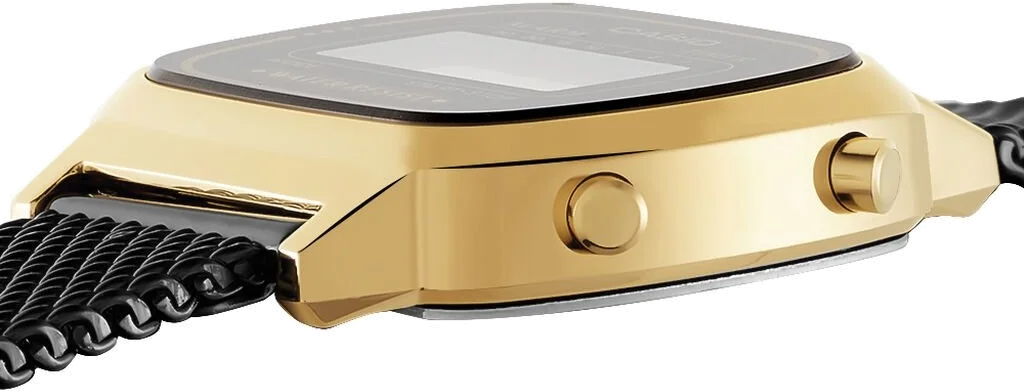 Montre Femme Casio LA670WEMB-1EF Vintage Digitale, Cadran et Maille Milanaise Noire vue 2