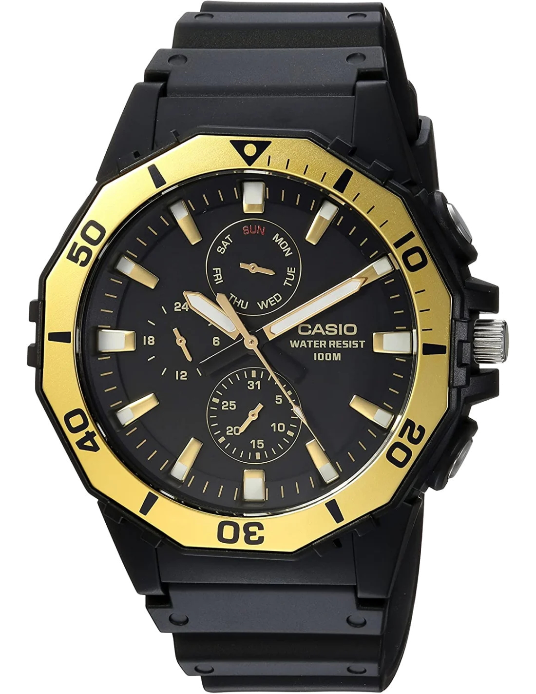 Montre Homme Casio Sport MRW-400H-9AVCF - Boîtier et Bracelet Noir, Accents Dorés