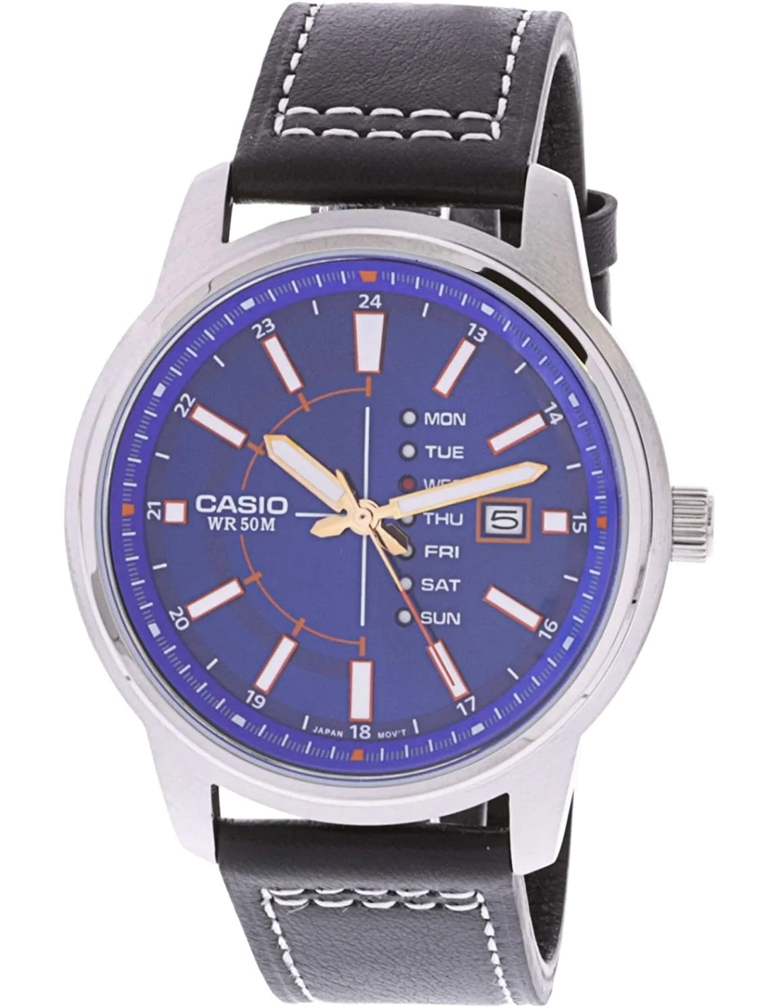 Montre Homme Casio MTP-E128L-2A1V - Cadran et Bracelet Cuir Bleu