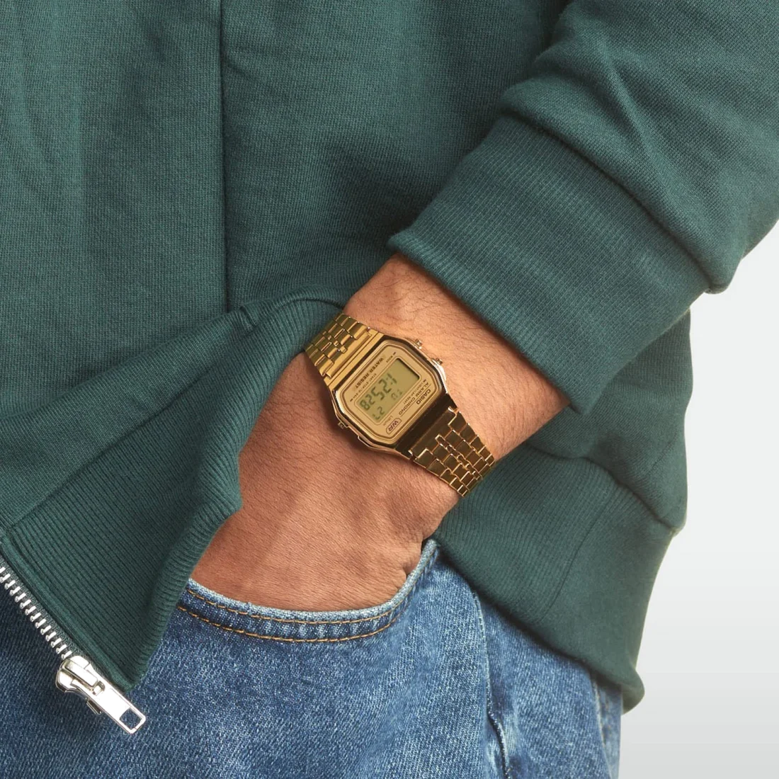 Montre Casio Vintage A158WETG-9A en acier doré, numérique, unisexe vue 3