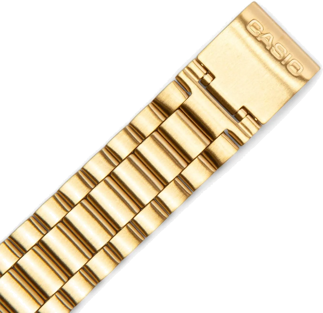 Bracelet de rechange Casio en acier doré pour montres modèles A168 vue 2