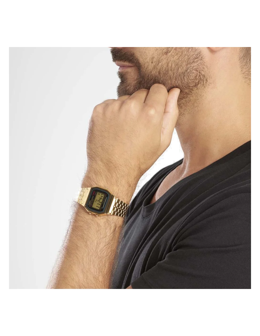 Montre Homme Casio Vintage A159WGEA-1EF Digitale Dorée à Cadran Noir vue 3