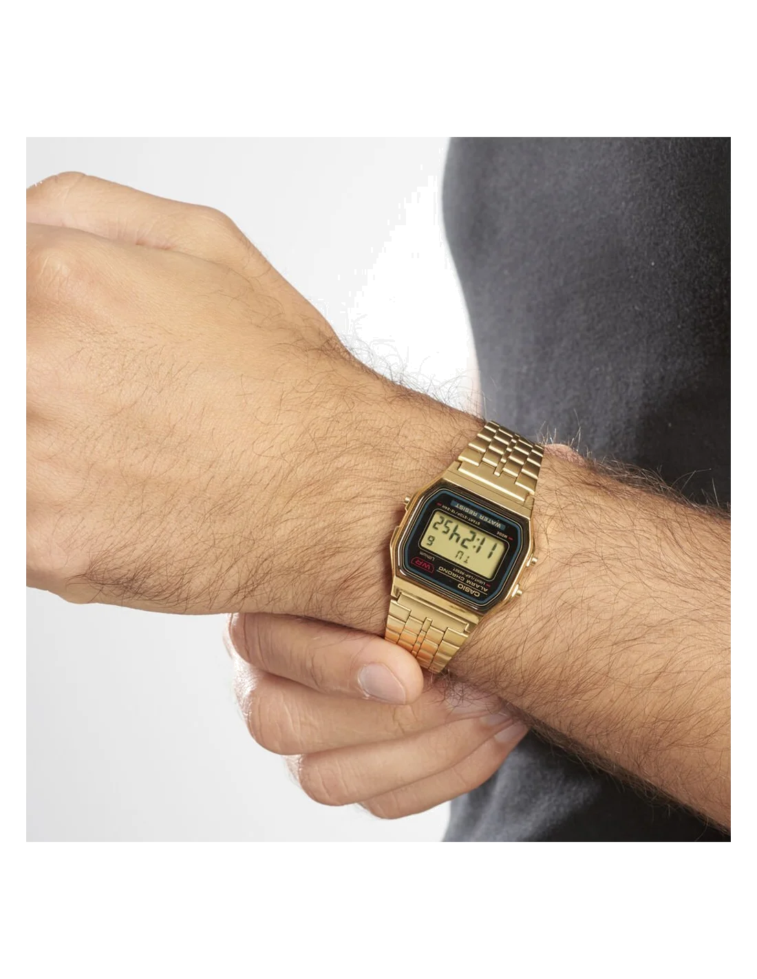 Montre Homme Casio Vintage A159WGEA-1EF Digitale Dorée à Cadran Noir vue 4