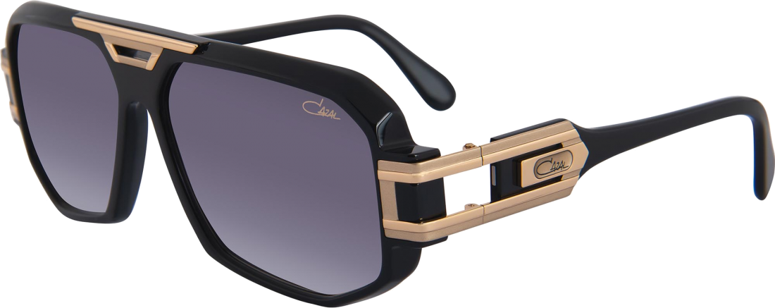 Lunettes de soleil Cazal 675 001 pour Homme - Monture rectangle acétate noir et or vue 2