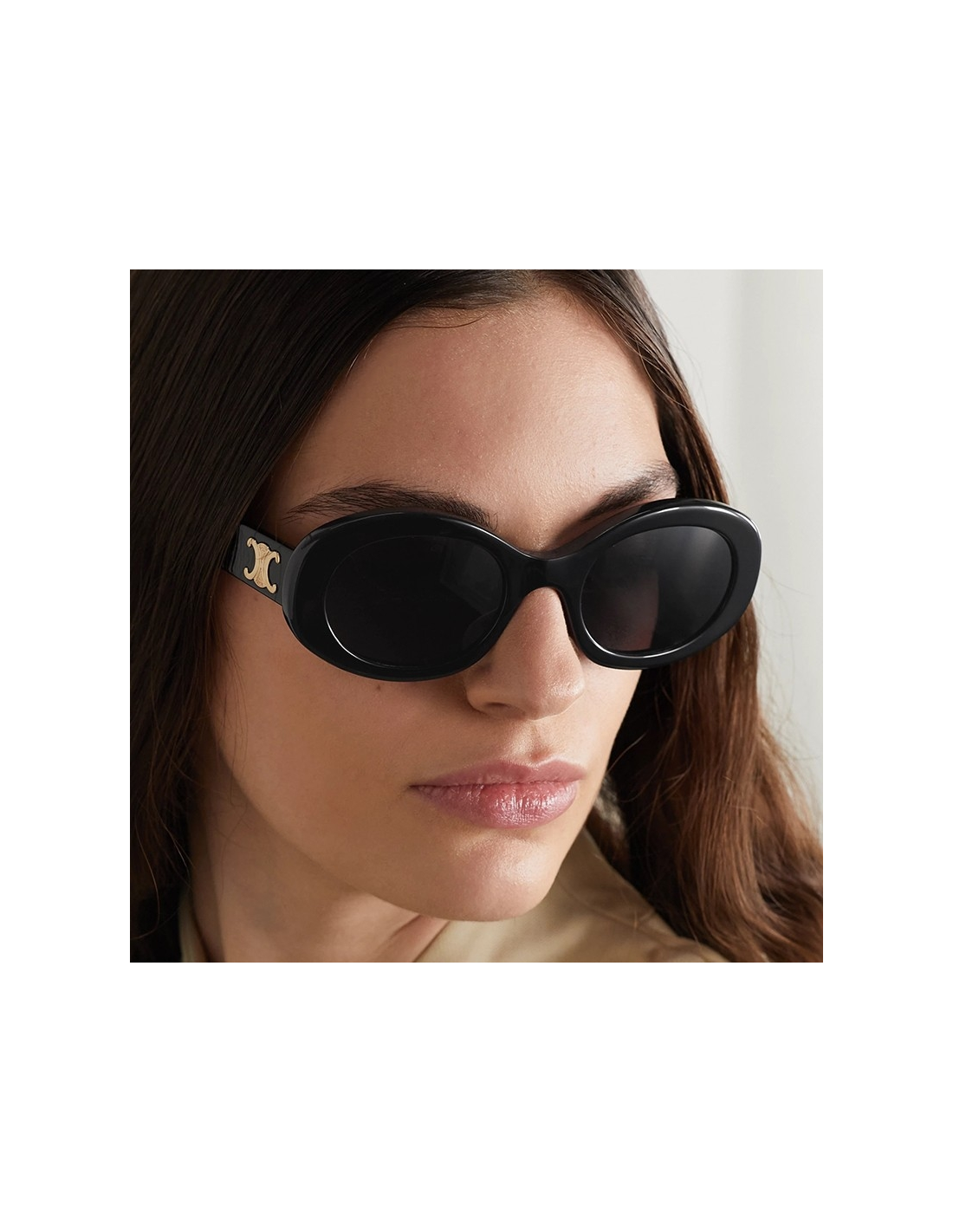 Lunettes de soleil Celine Triomphe 01 ovales CL40194U en acétate - Noir vue 3