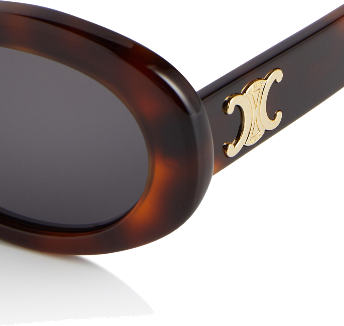 Lunettes de soleil Celine Triomphe 01 ovales CL40194U en acétate - Ecaille vue 3