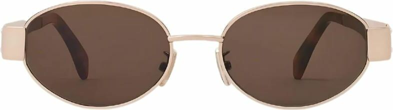 Lunettes de soleil Celine Triomphe ovales CL40235U monture métal - Rose - Or vue 2