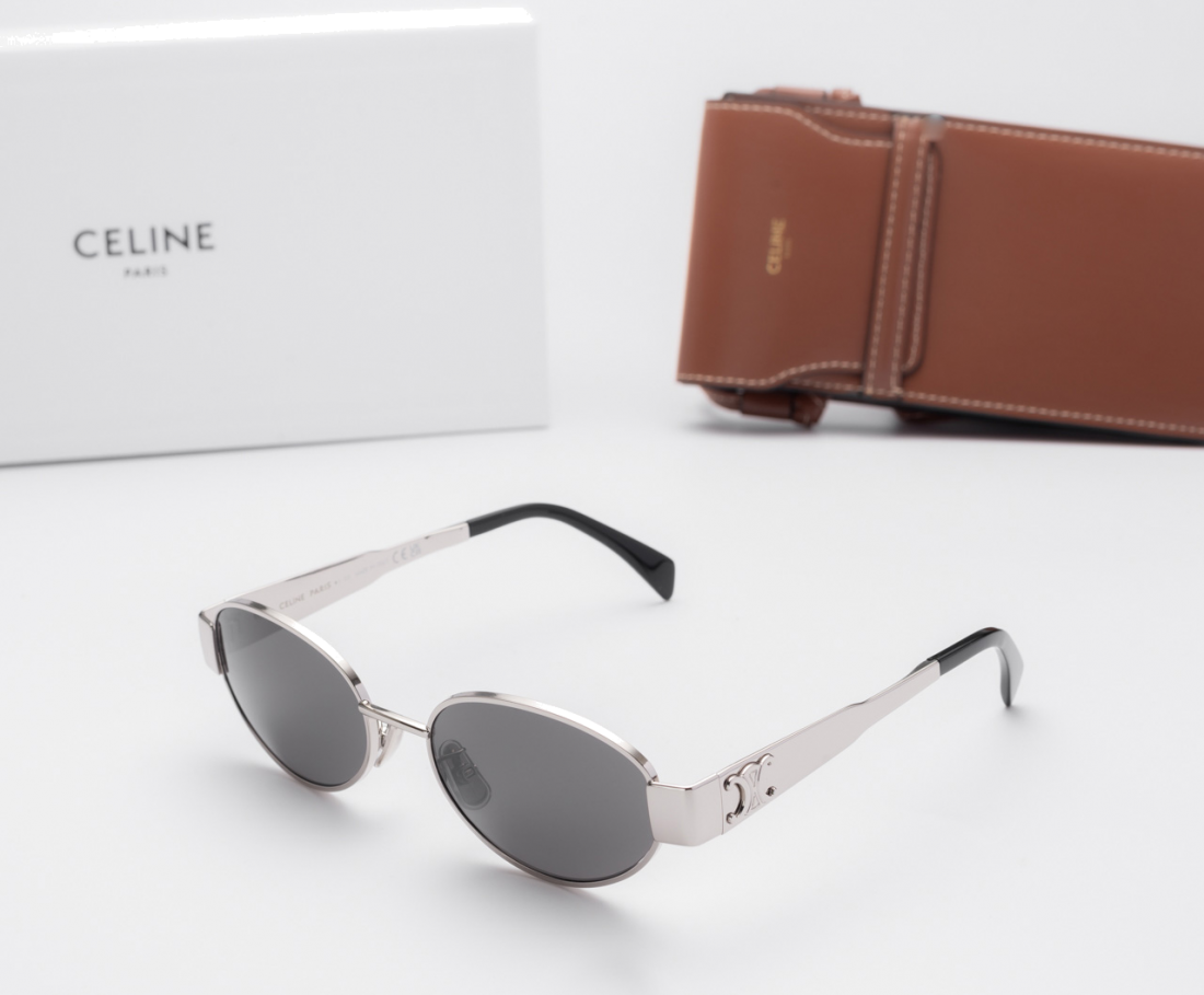 Lunettes de soleil Celine Triomphe ovales CL40235U monture métal - Argent vue 4