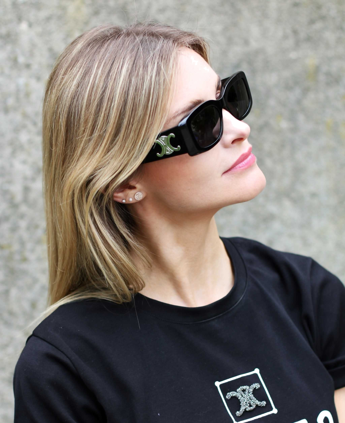 Lunettes de soleil Celine Triomphe XL 01 CL40282U en acétate avec logo XL - Noir vue 2