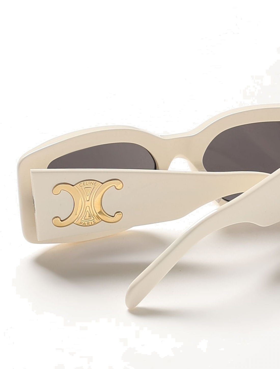 Lunettes de soleil Celine Triomphe XL 01 CL40282U en acétate avec logo XL - Blanc vue 3