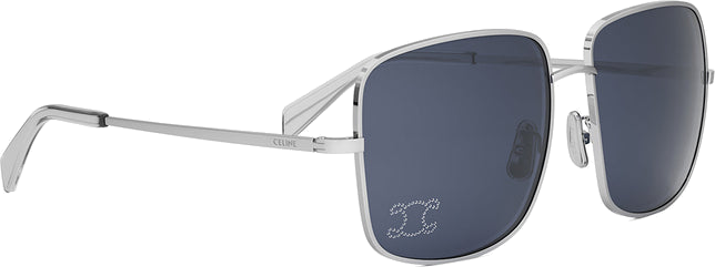 Lunettes de Soleil Celine Rhinestone Triomphe 01 métal CL40284U logo incrusté - Argent vue 4