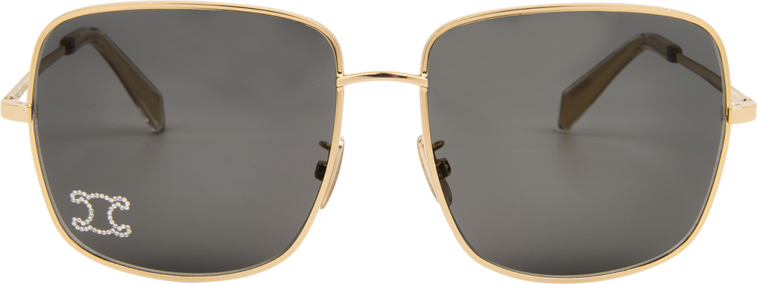 Lunettes de Soleil Celine Rhinestone Triomphe 01 métal CL40284U logo incrusté - Or vue 2