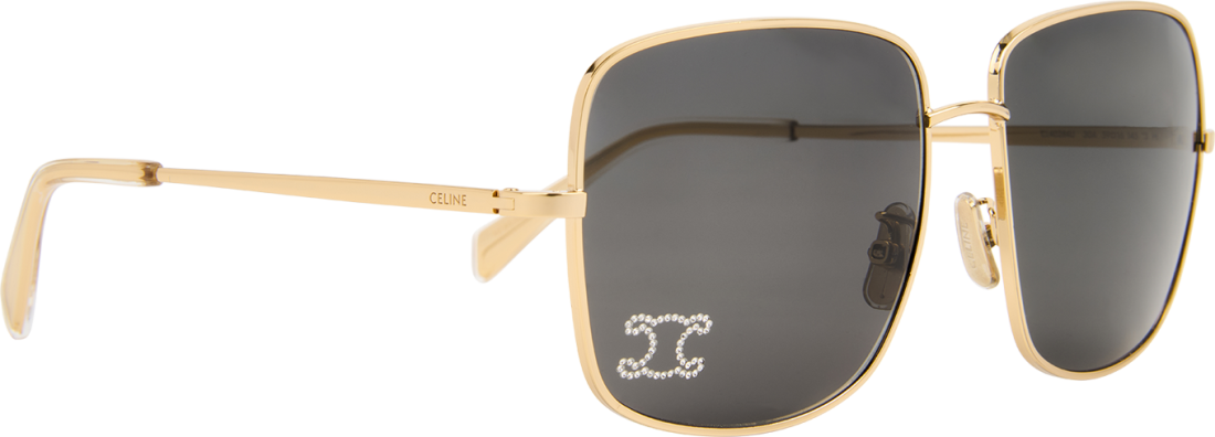Lunettes de Soleil Celine Rhinestone Triomphe 01 métal CL40284U logo incrusté - Or vue 3