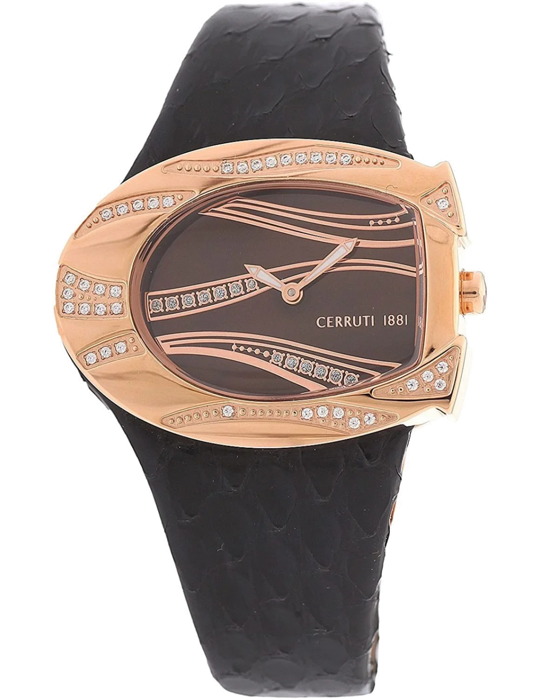 Montre Femme Cerruti 1881 CRP003R262A, Cadran Noir et Boîtier Or Rose sur Bracelet Cuir vue 2